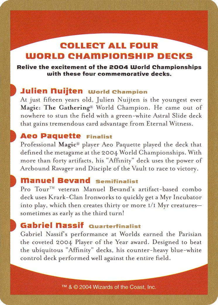 2004 World Championship Advertisement Card