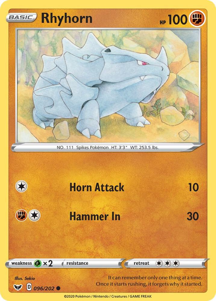 Rhyhorn (096) [SWSH01: Sword & Shield Base Set - 096/202]