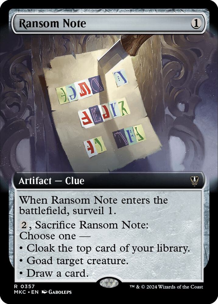 Ransom Note (0357) (Extended Art) [Commander: Murders at Karlov Manor - 357]